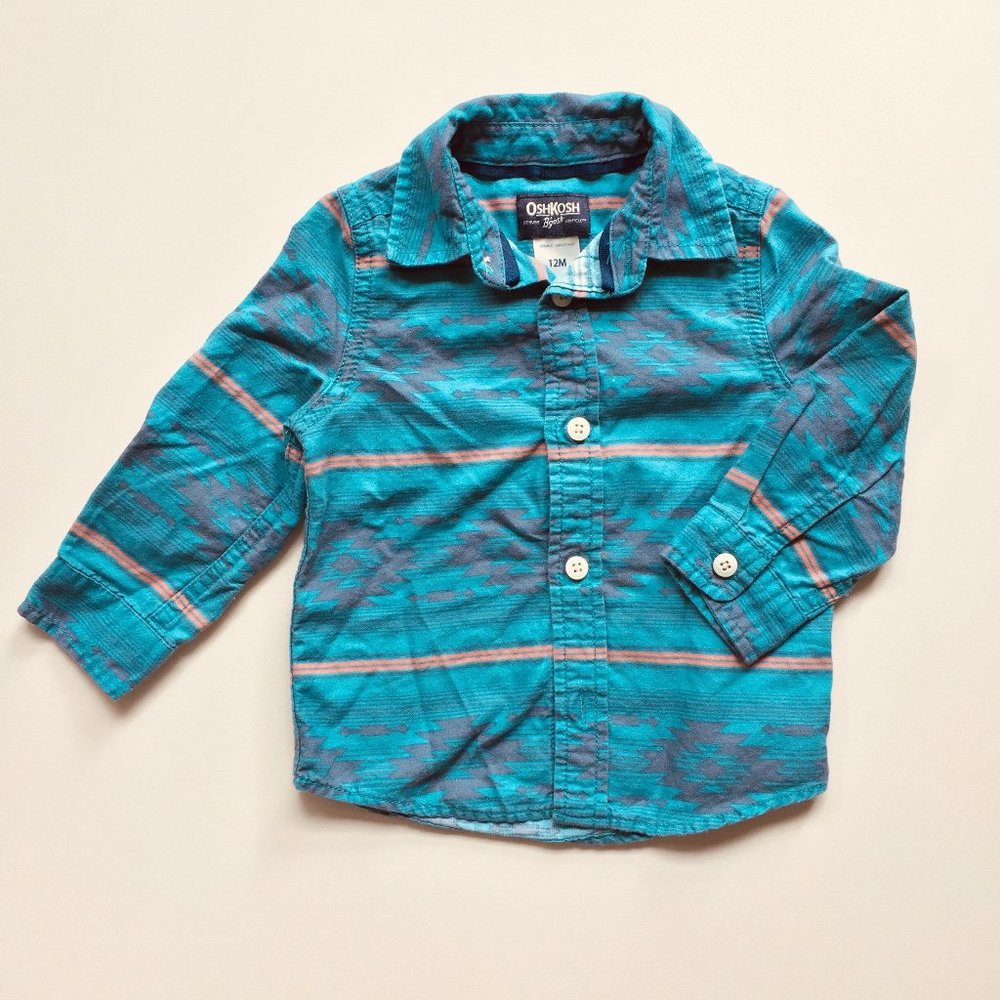 Teal 12m OshKosh Southwest Print Button Down